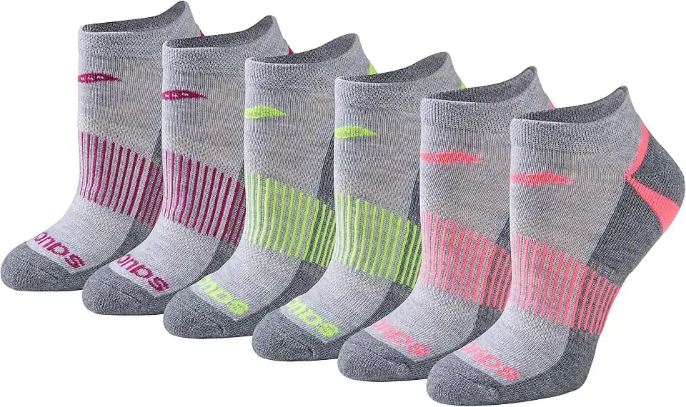 Saucony Women's RunDry Performance Selective Cushion Socks, Available in S-L (6, 12 Pairs)