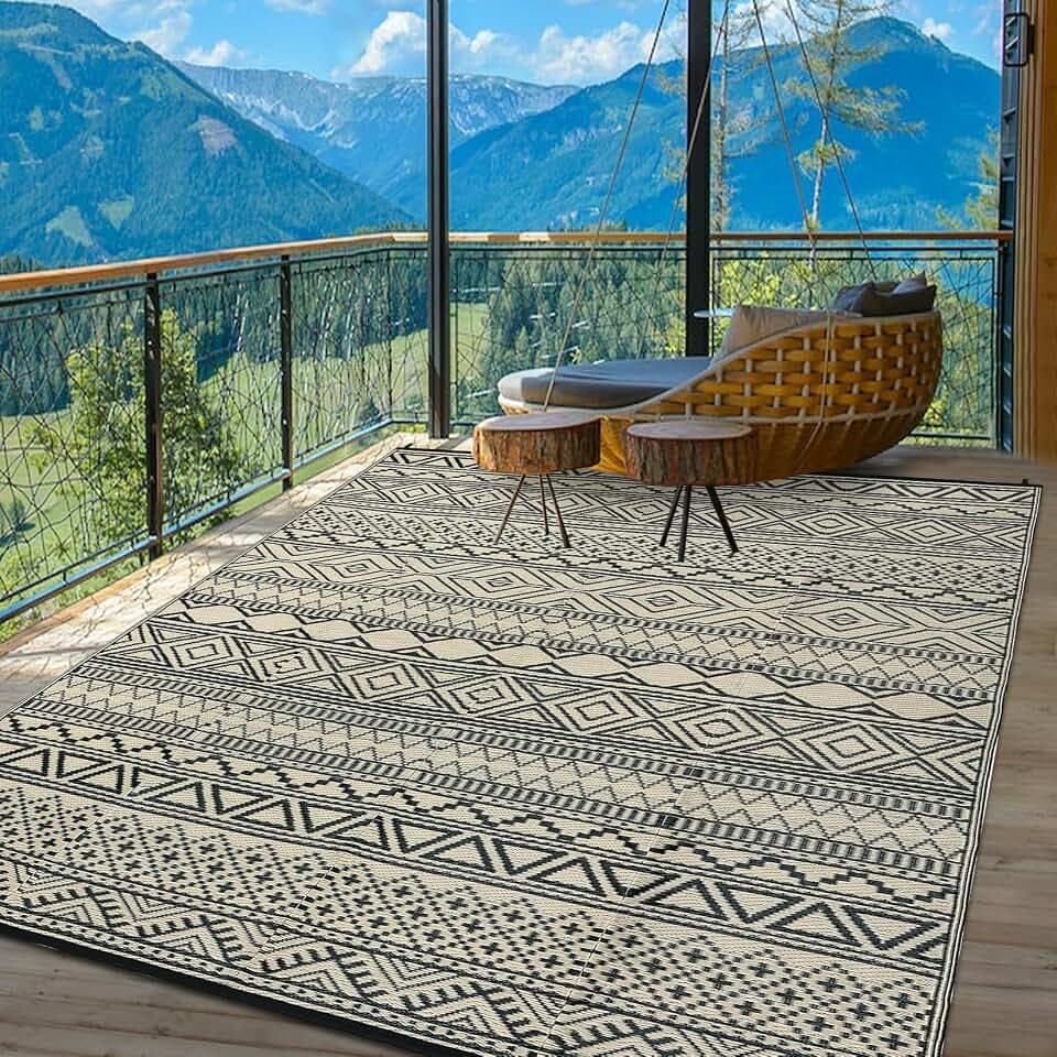 CAROMIO Outdoor Teppich Wetterfest, Wendbarer Balkon Camping Teppich 180x270 cm