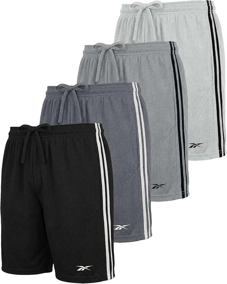 Reebok 4 Pack Boys' Mesh Shorts Basketball Athletic Sports Soccer Teen Kids
