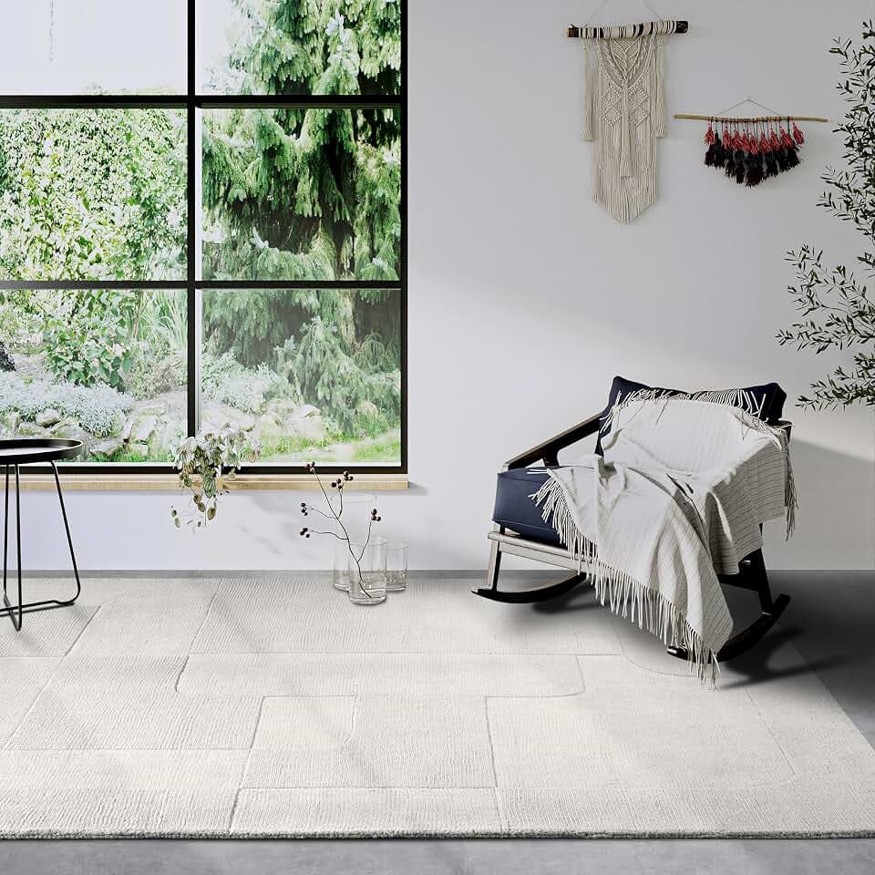 Villeroy & Boch Wollteppich Charlotte - Natur Wohnzimmerteppich - Handgewebt & Natürlich - Boho Teppich Wolle für Wohnzimmer, Schlafzimmer, Esszimmer, Flur, Küche – Creme, 120x170 cm
