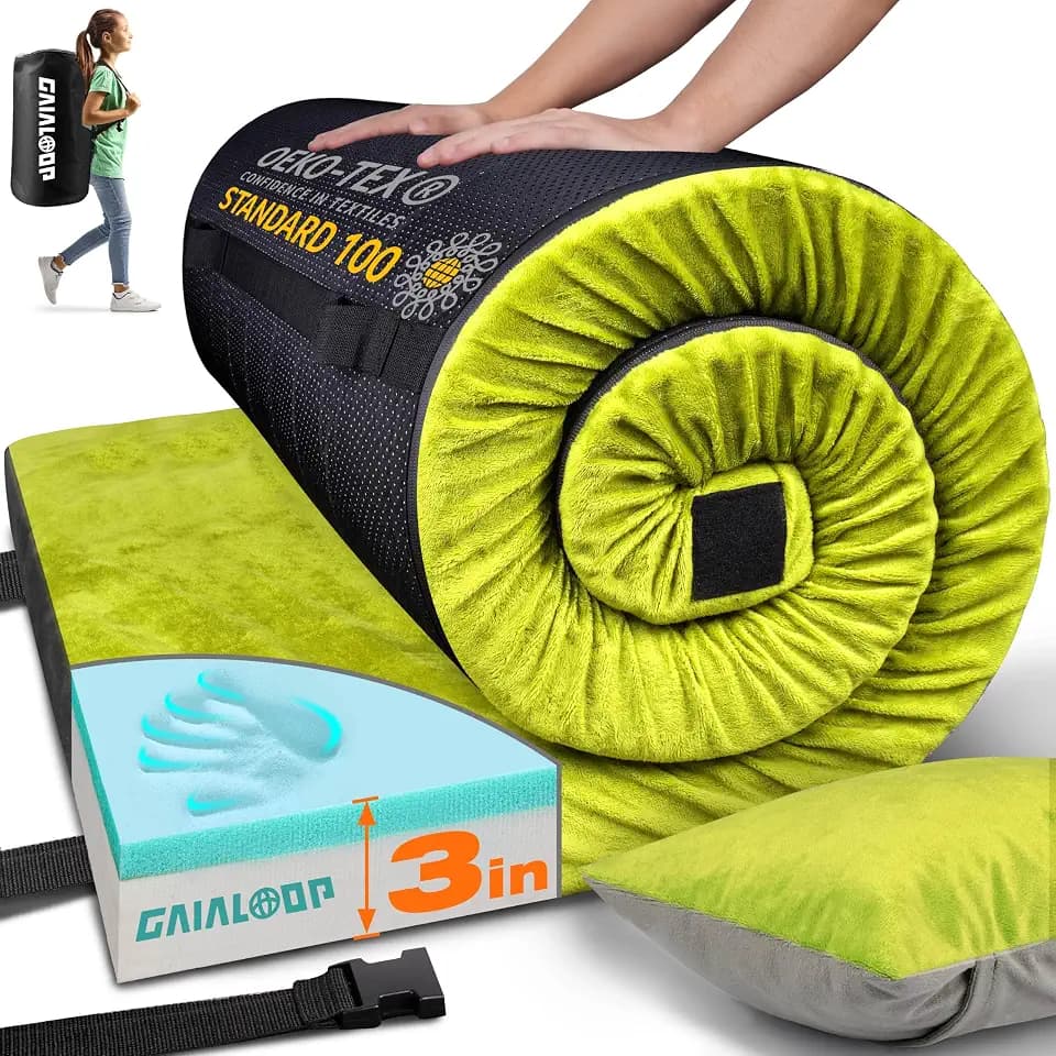 Gaialoop Memory Foam Camping Mattress, 3 Inch Camping Sleeping Pad