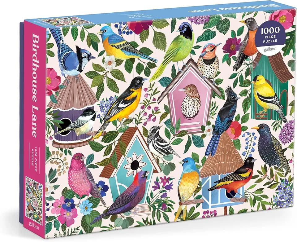Galison - Birdhouse Lane 1000 Piece Jigsaw Puzzle for Adults