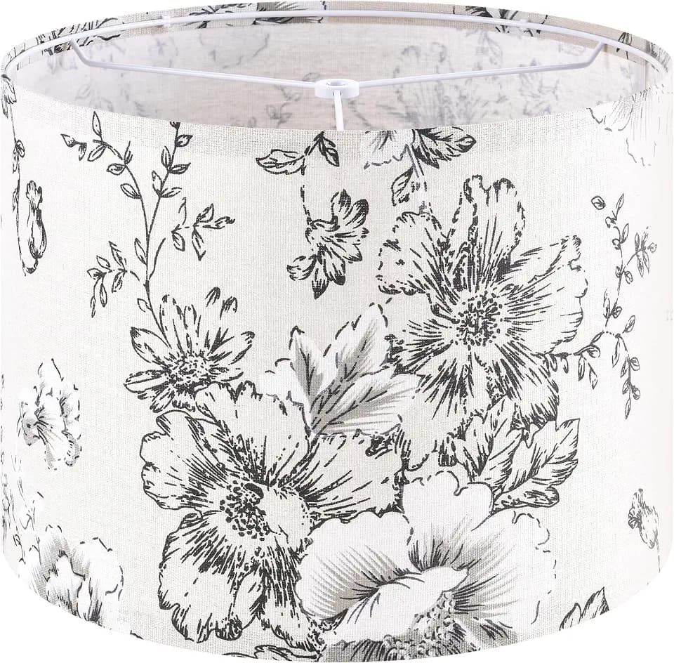 Chrysanthemum Pattern Printed Lamp Shade, Drum Lampshades 13" Top x 13" Bottom x 10" High, Seaside village Medium Lampshades (Spider Fitter), Natural Linen Hand Crafted, Easy Assembly Required