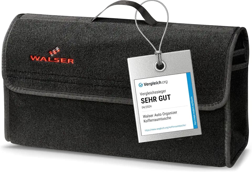Walser Auto Organizer Toolbag Größe L, Kofferraum Organizer, Aufbewahrungsbox Auto, Kofferraumtasche, Autotasche, Kofferraumbox, Autozubehör Gadget 50x16x21 cm schwarz