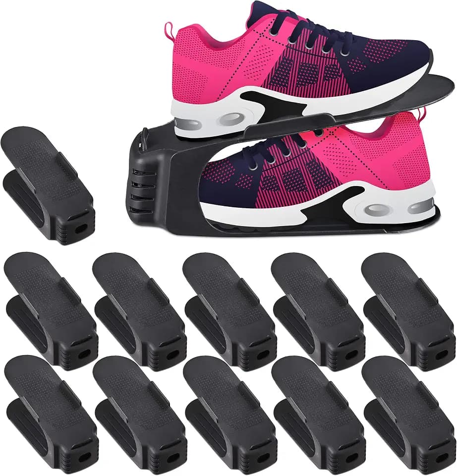 Relaxdays 12er Set Schuhstapler, bis Größe 39/40, rutschfeste Schuhablage, Damenschuhe, Fläche BxT: 9,5x24 cm, Farbwahl