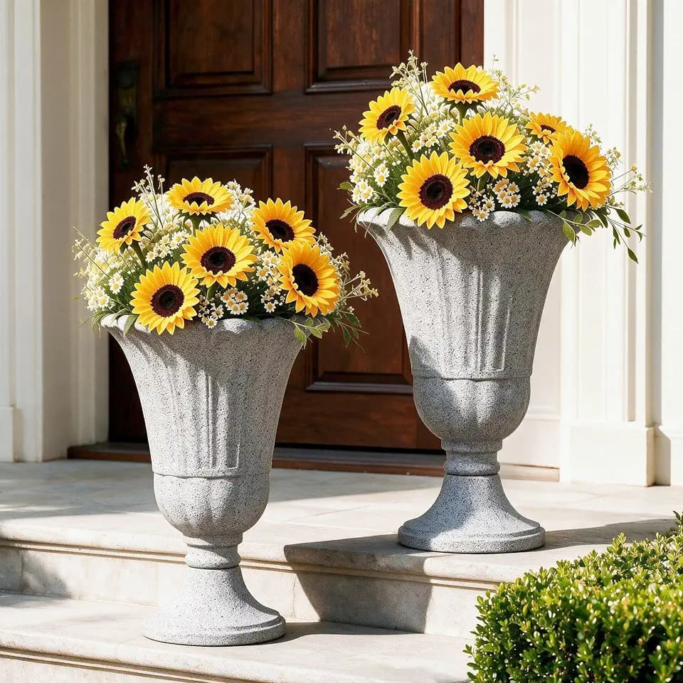 NicBex 24" Tall Urn Planters for Outdoor Plants Set of 2 - Grey Petal