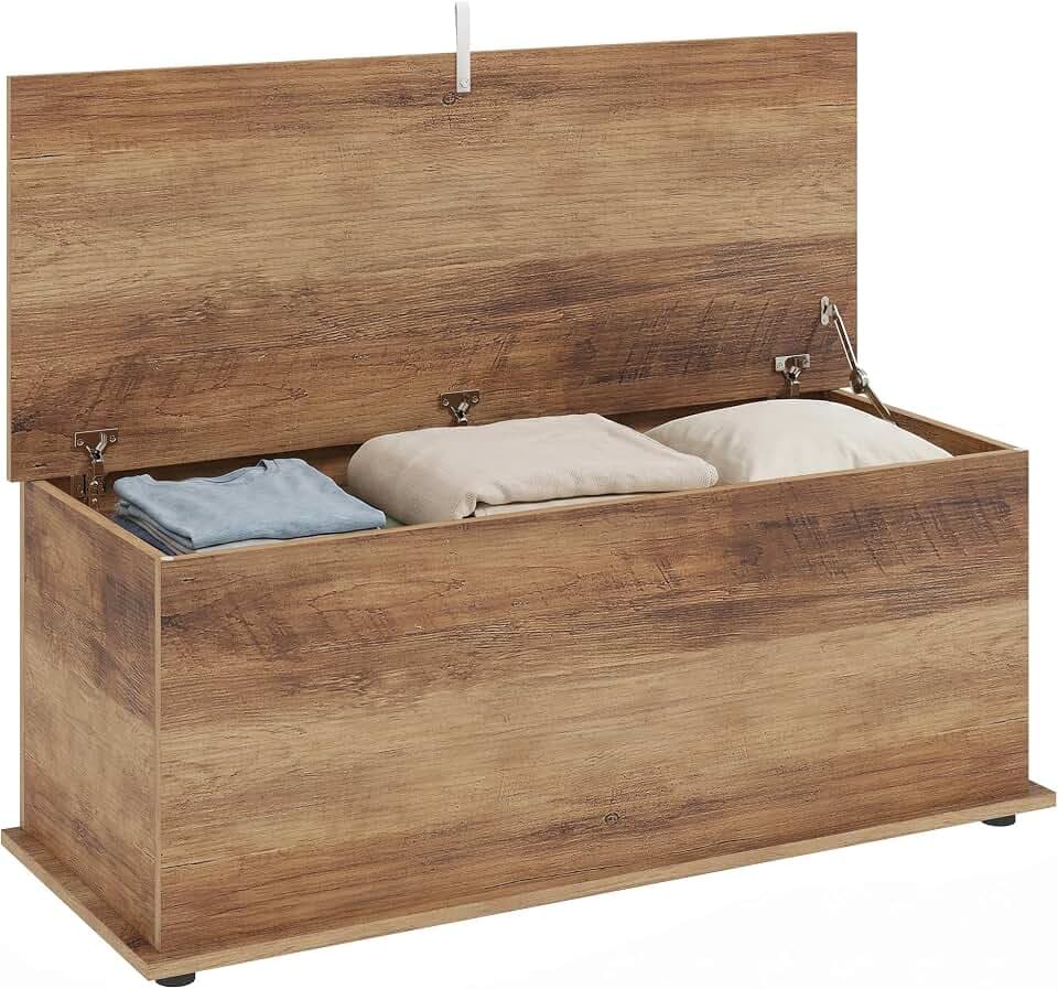 HOMCOM Truhe 113L Deckenbox 100x40x40 cm, Braun Holzmaserung