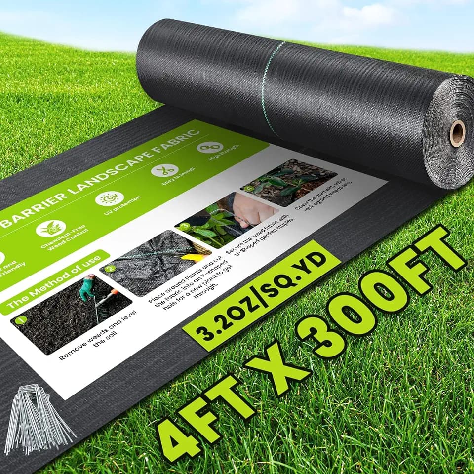 4ft x 300ft Weed Barrier Landscape Fabric, 3.2oz Heavy Duty Woven Fabric