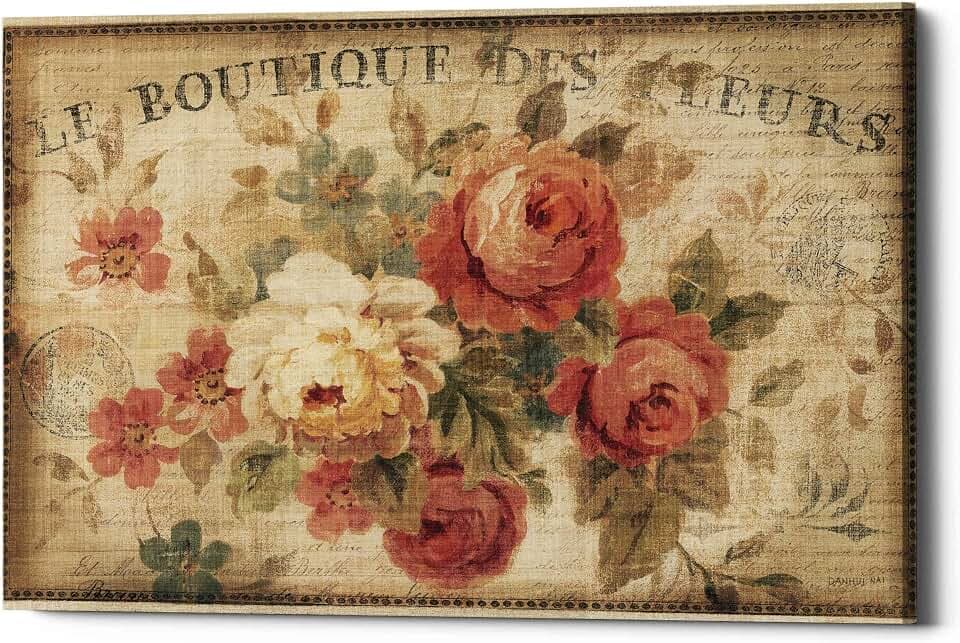 Epic Graffiti 'Parisian Flowers III' by Danhui Nai, Canvas Wall Art, 18"x12"