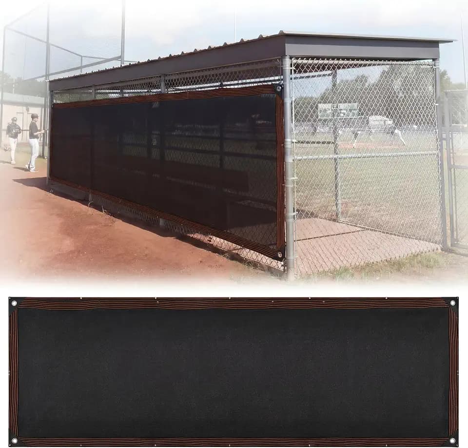 Dugout Shade Cover for Baseball and Softball, 19.3 x 6.5 FT