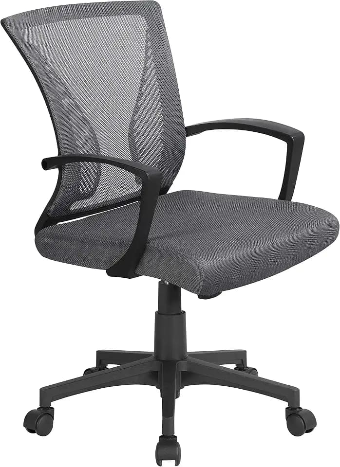 Yaheetech Bürostuhl Ergonomisch mit Netzbespannung Atmungsaktiv, Dunkelgrau