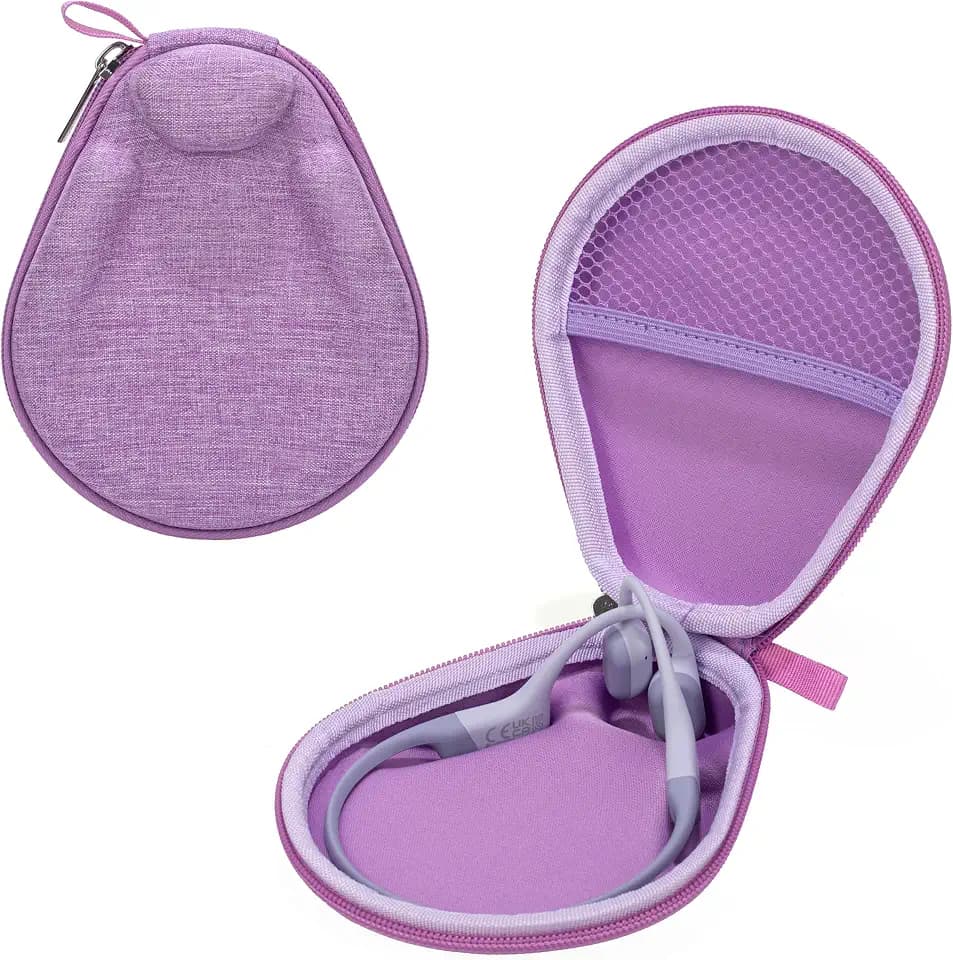 Ginsco Universal Bone Conduction Headphones Case Compatible with SHOKZ New OpenRun Pro 2/Pro 2 Mini/OpenRun/OpenSwim Open-Ear Sport Headphones, Compatible with CXK/Raycon/MRYTKY/Ogogrs etc (Purple)
