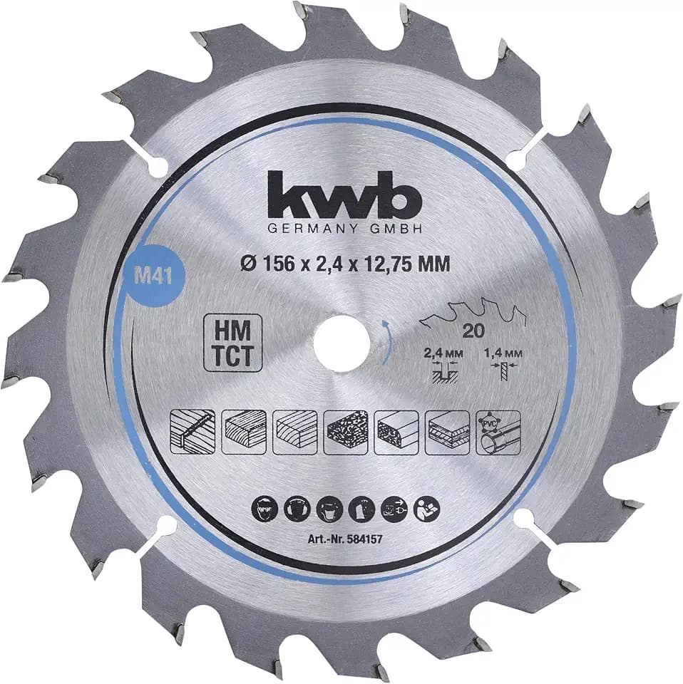 kwb Kreissägeblatt 156 x 12,75 mm, schneller Schnitt, Sägeblatt geeignet für Weich- und Hartholz, Tischlerplatten und Spanplatten
