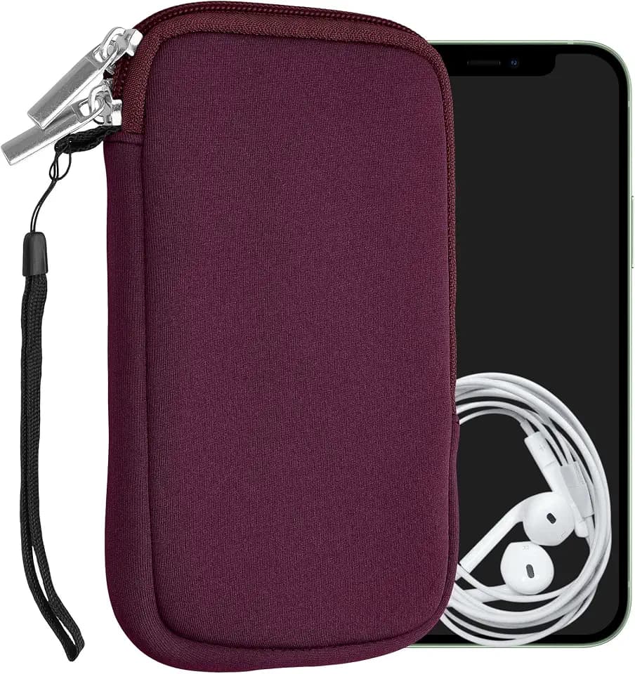 kwmobile Handytasche für Smartphones L - 6,5" - Neopren Handy Hülle Brombeere - Handy Tasche 16,5 x 8,9 cm Innenmaße
