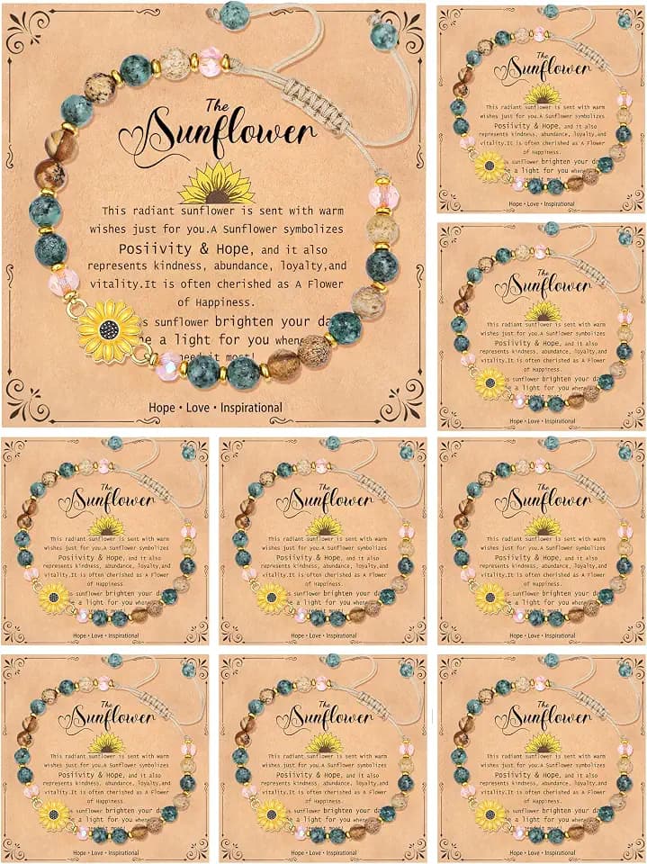COLOYAN 9PCS Sunflower Gifts Inspirational Bracelets for Women