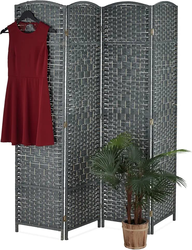 Relaxdays Paravent Raumteiler, HxB: 170x160 cm, Faltbarer Raumtrenner, grau