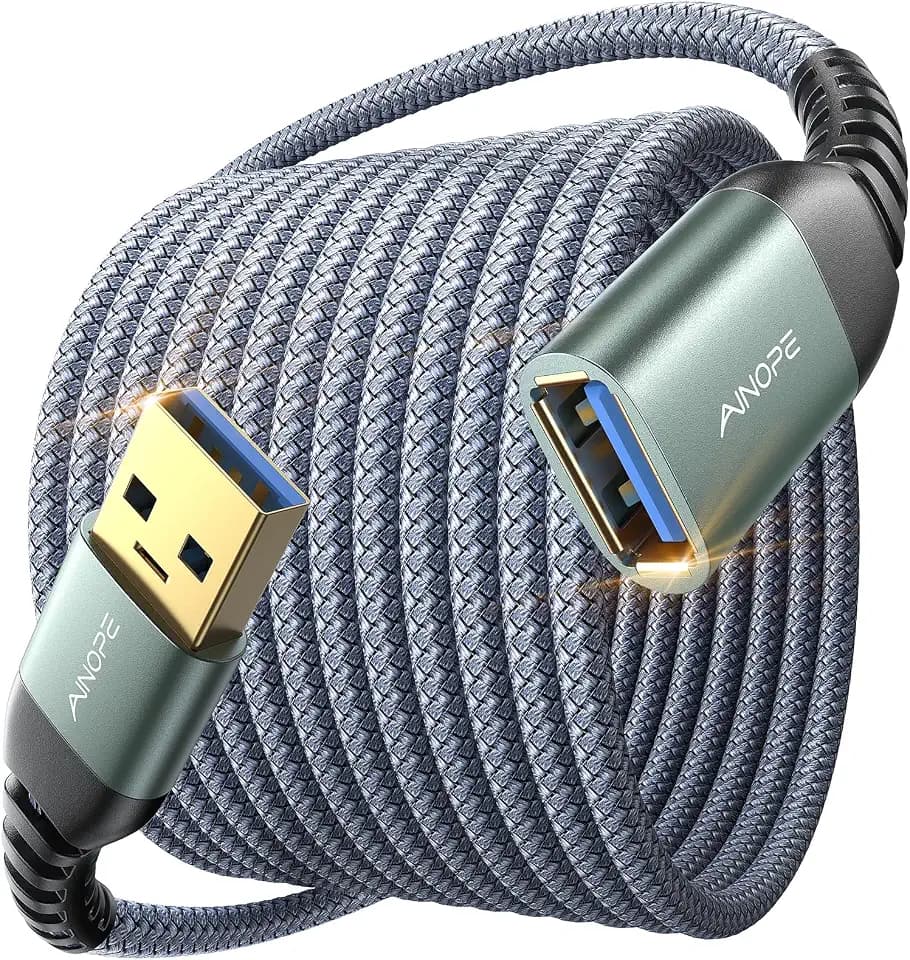 AINOPE USB Extension Cable 10FT USB 3.0 Extender Male to Female Cord Grey