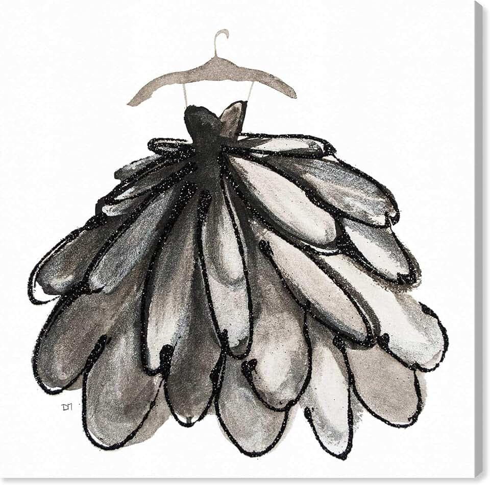 The Oliver Gal Artist Co. Fashion and Glam Wall Art Canvas Prints 'Black Petals'