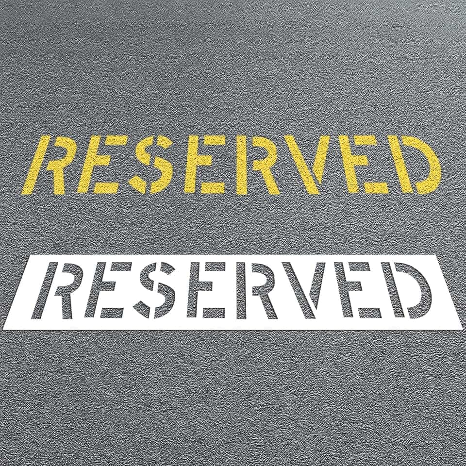 Geelin 12 x 72.8 Reserved Stencil 12 PE Painting Letter Stencil Large Reusable Curb & Pavement Marking Template for Traffic Curb Marking Pavement Sign
