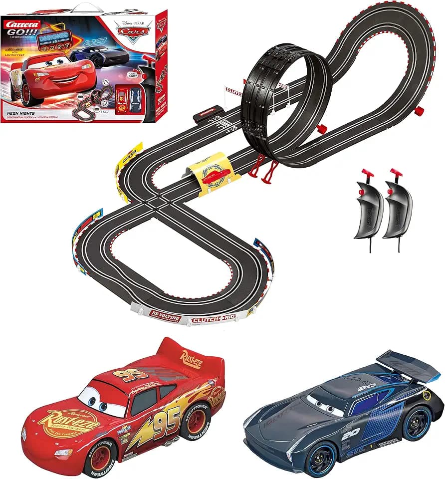 Carrera GO Cars Slot Car Race Track Set – Lightning McQueen Neon Nights