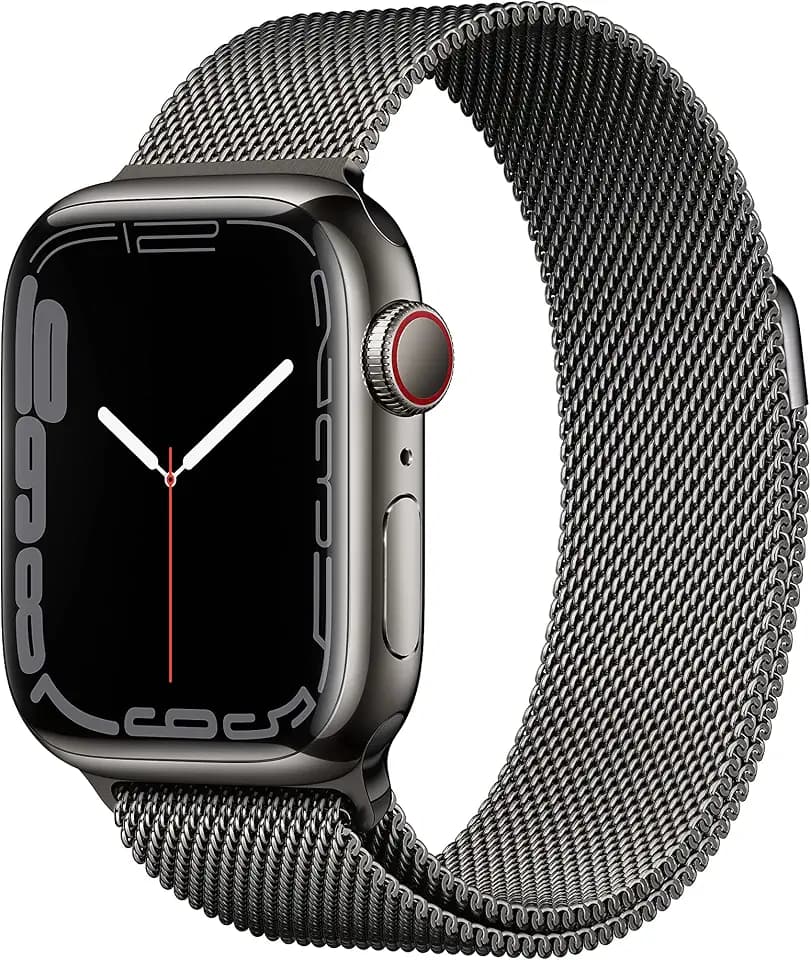 Apple Watch Series 7 [GPS + Cellular 41mm] Smart Watch w/Graphite Stainless Steel Case with Graphite Milanese Loop. Fitness Tracker, Blood Oxygen & ECG Apps, Always-On Retina Display, Water Resistant