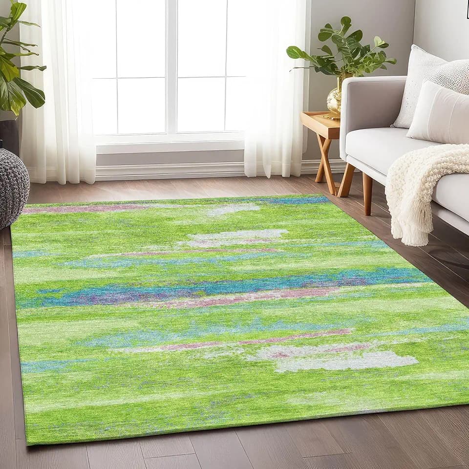 Addison Rugs Mayfield AMF942 Lime 3' x 5' Indoor Premium Machine Washable Rug, Silky Soft, Easy Clean, Non Shedding, Bedroom, Living Room, Dining Room, Kitchen, Rug