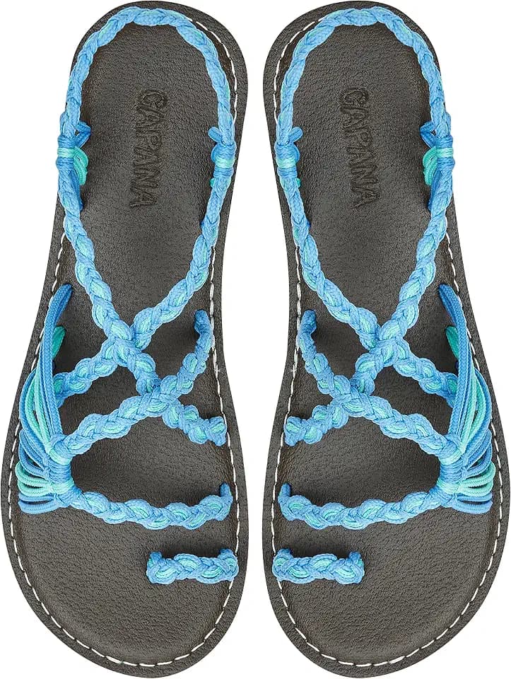 Capana Woven Women's Flat Sandals - Strappy Braided Sandals, Beach Sandals for Women Dressy Summer, Rope Bohemian Sandals, Spring Casual Womens Shoes, Comfy Boho Flats for Teen Girls – Commune