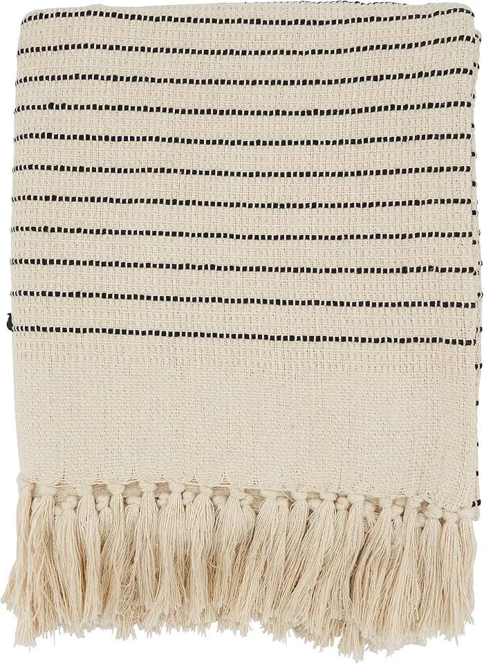 SARO LIFESTYLE Chic Diamond Pattern Fringe Throw Blanket
