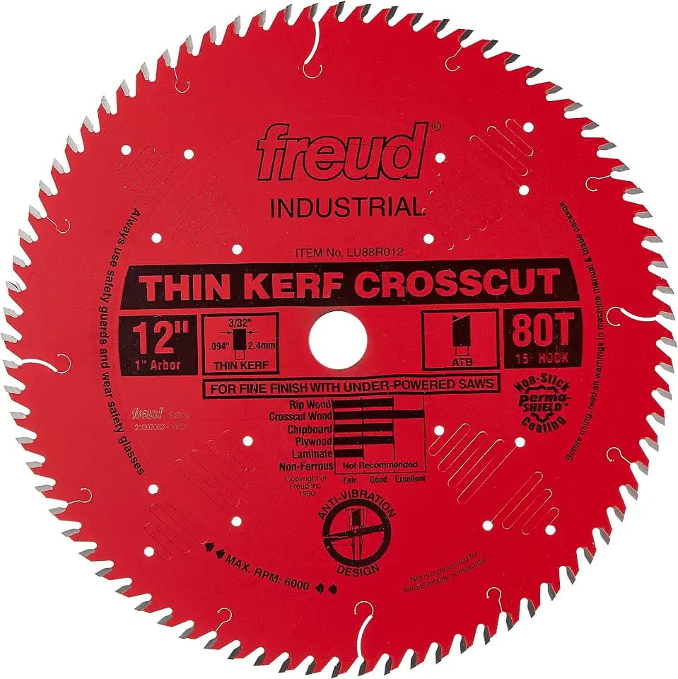 Freud lu88r012 Industrie Schmale Schnittfuge feines Finish Ablängsäge Klinge 30,5 cm X Reduzierringe ATB 2,5 cm Arbor perma-shield beschichtet