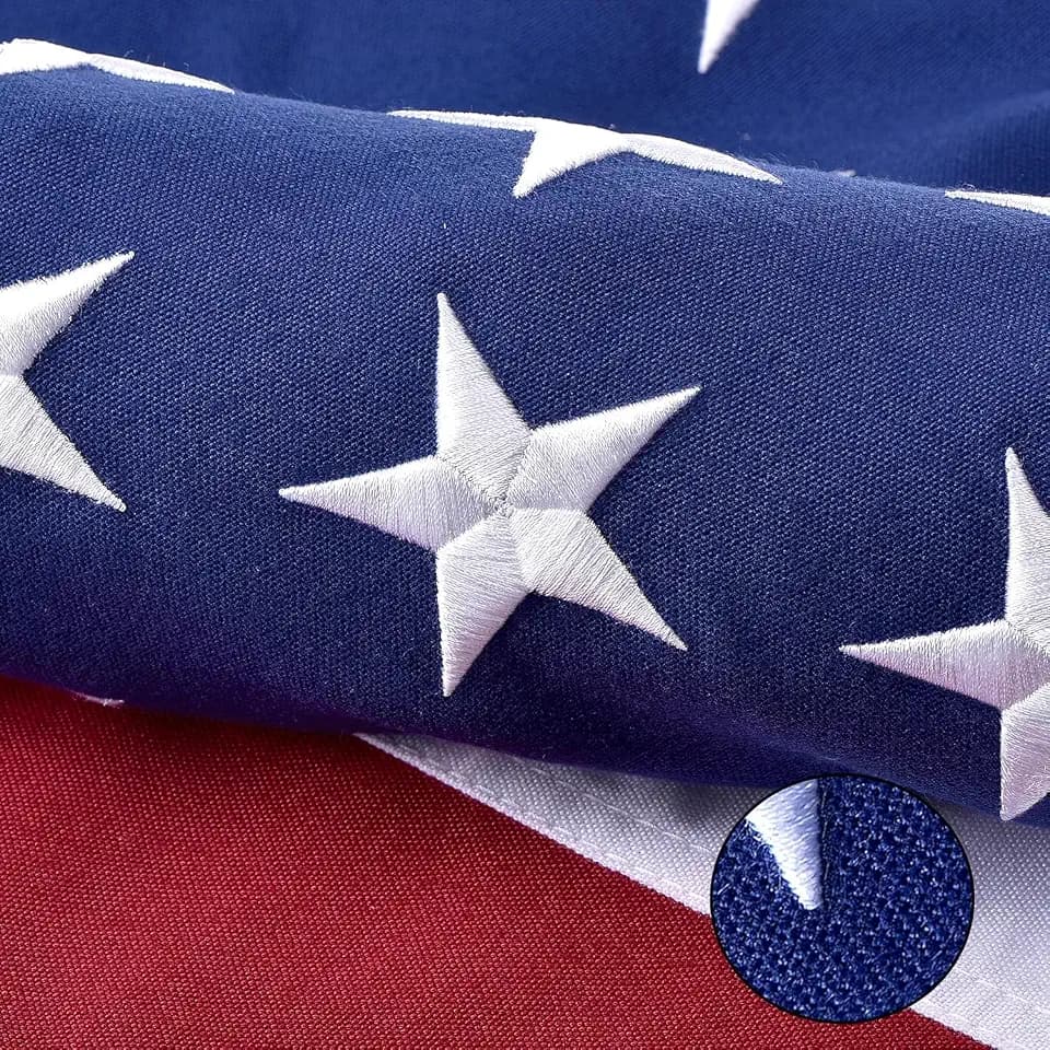 American Flag for Outside 6x10 FT Large, Deluxe Heavy Duty Spun Polyster, TearProof and Waterproof Super Tough Series, All Weather High Wind USA US Flag with Embroidered Stars, Sewn Stripes, Brass Grommets