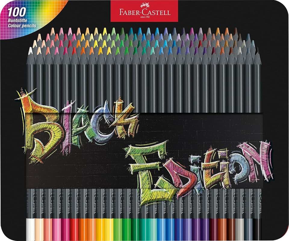 FABER-CASTELL - Buntstifte Set Black Edition 100-teilig im Metalletui