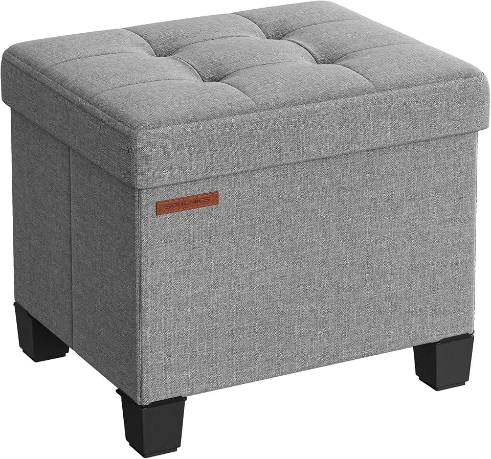 SONGMICS Storage Ottoman, Small Foot Rest, 15.7 x 12.6 x 13.2 Inches
