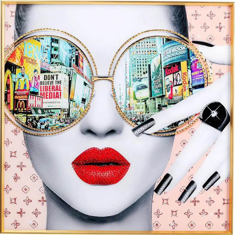 Kare Design Wandbild Times Square View, Mehrfarbig, 80x80 cm