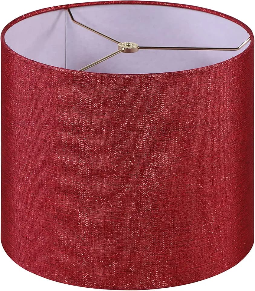 Aspen Creative 31107 Transitional Drum (Cylinder) Shaped Spider Construction Lamp Shade in Rich Red Burlap Texture Fabric, 12" Wide (12" x 12" x 10")