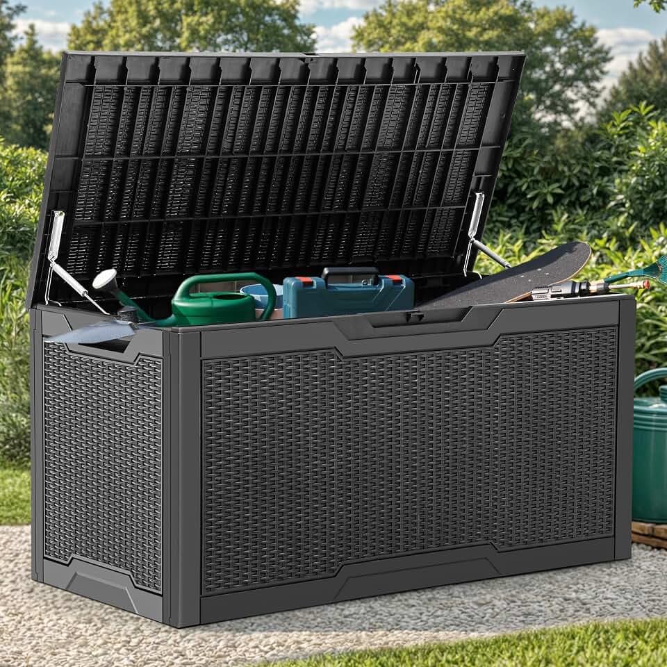 YITAHOME 100 Gallon Large Resin Deck Box Outdoor Storage Boxes for Patio