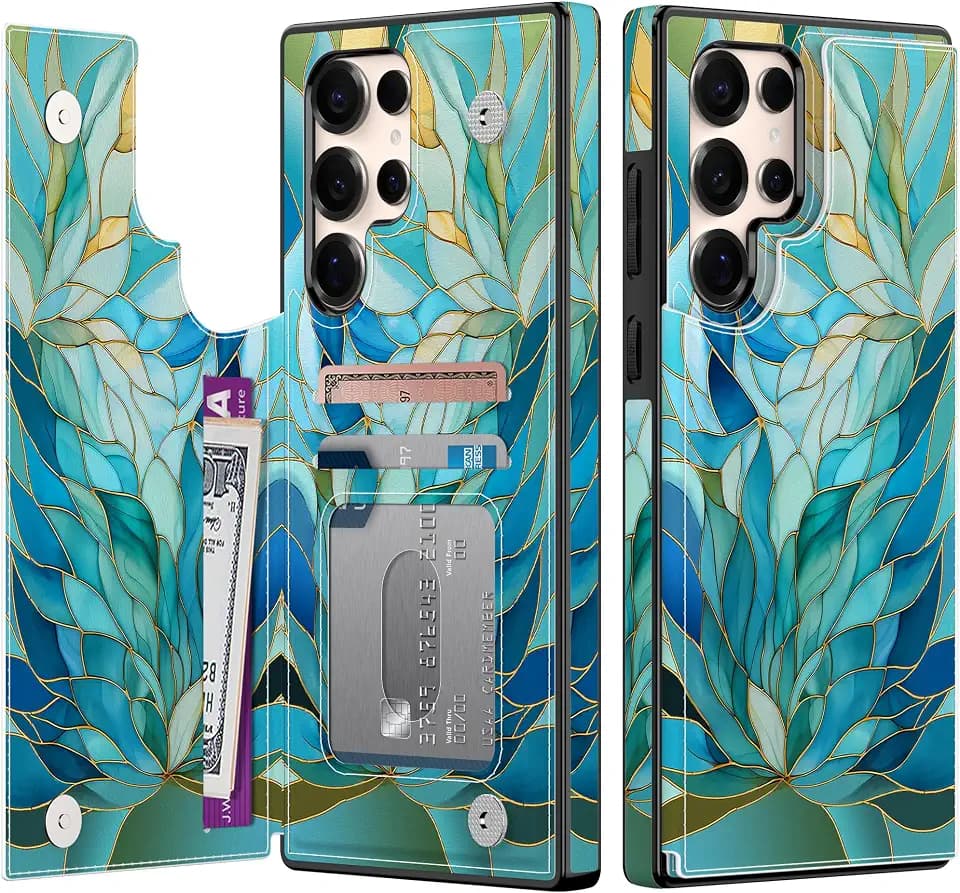 Esdot for Samsung Galaxy S25 Ultra Wallet Case for Women,Cute Preppy Floral