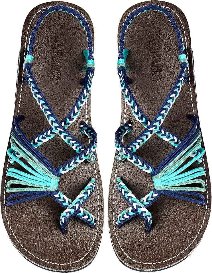 Capana Woven Women's Flat Sandals - Strappy Braided Sandals, Beach Sandals for Women Dressy Summer, Rope Bohemian Sandals, Spring Casual Womens Shoes, Comfy Boho Flats for Teen Girls – Banyan