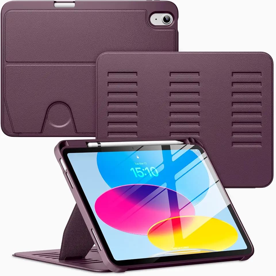 VIKESI Case for iPad (A16) 11-inch 2025 and iPad 10th/11th Generation 10.9 Inch 2022,Multiple Angles Magnetic Stand Cover,Shockproof Back,Pencil Holder,and Auto Sleep/Wake,Dark Purple