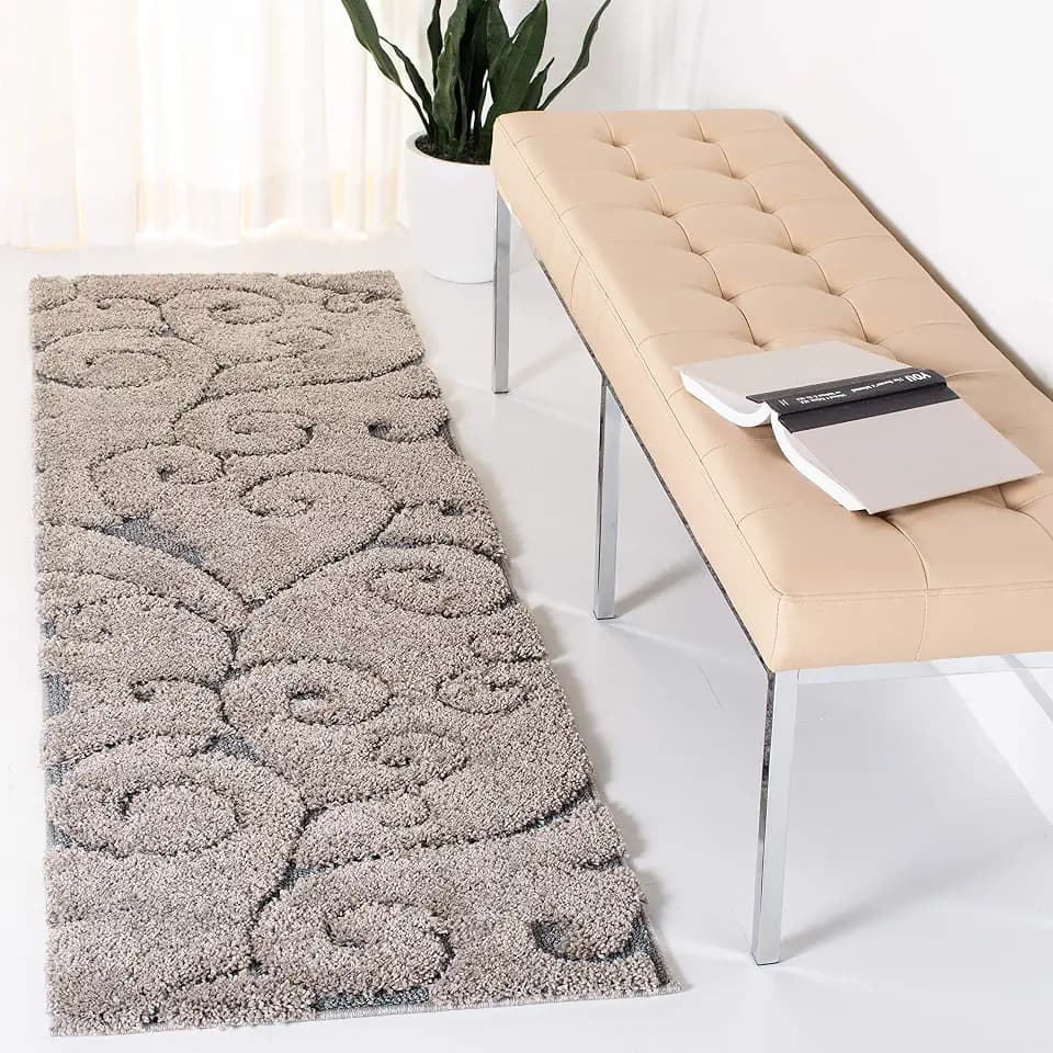 SAFAVIEH Florida Shag Accent Rug 2'3"x4', Soft Grey & Light Blue SG455-1160