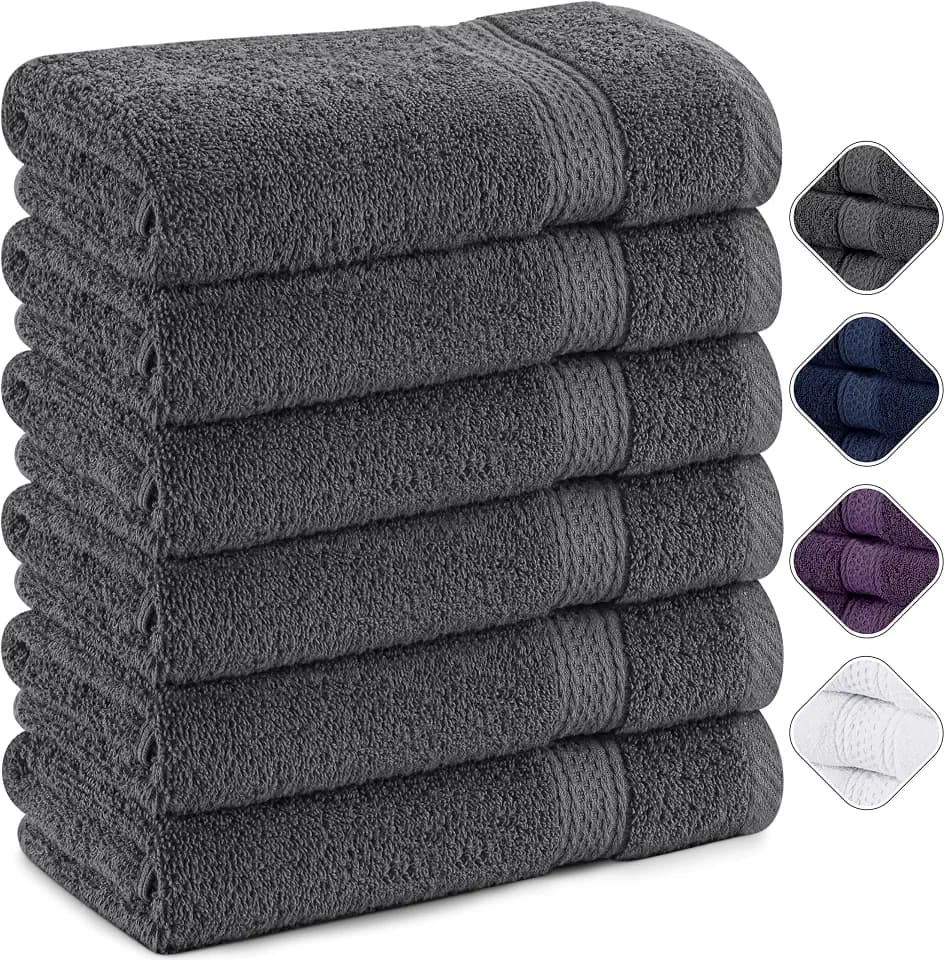 Utopia Towels Frottee Handtücher 50x100 cm, Grau, 6er Pack | Mit Aufhängeschlaufe, mittelgroße Badetücher, 100 % Baumwolle, weich und saugfähig, Handtuchset, Handtücher