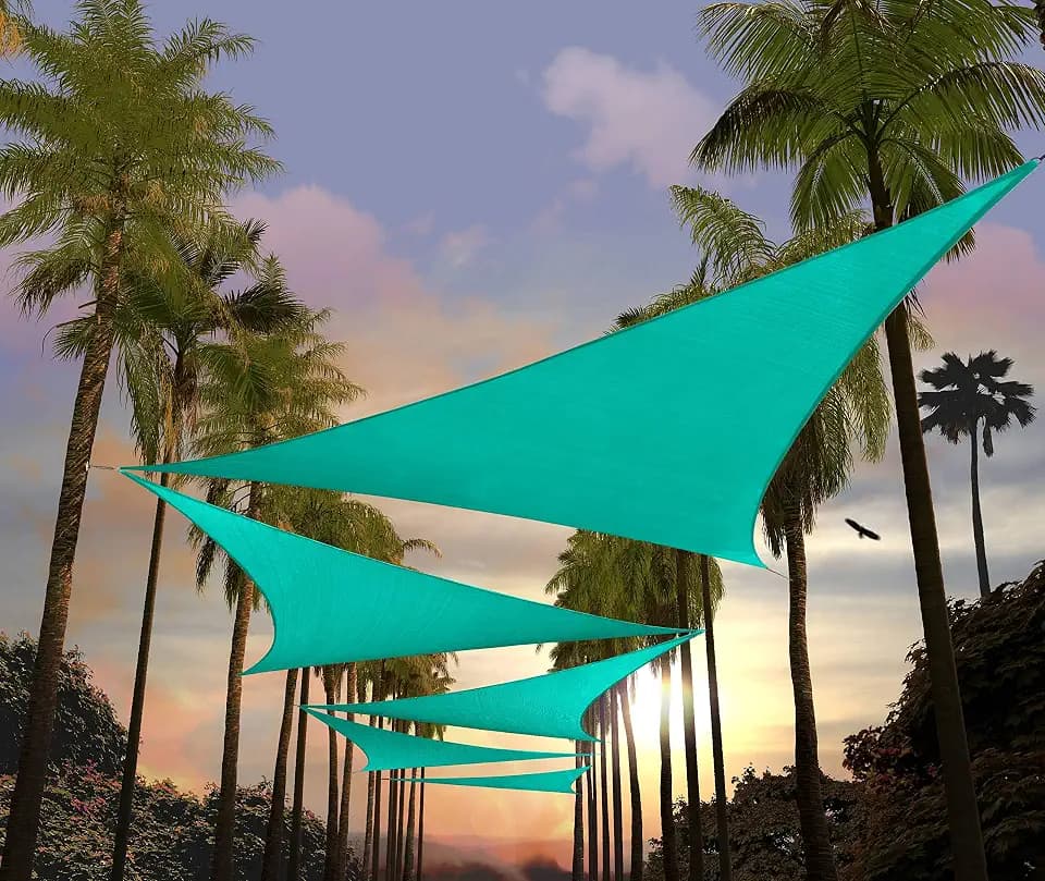Amgo 10' x 10' x 10' Turquoise Triangle Sun Shade Sail for Garden