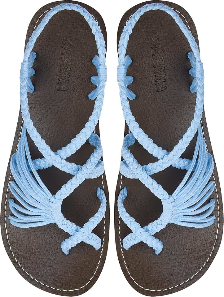 Capana Woven Women's Flat Sandals - Strappy Braided Sandals, Beach Sandals for Women Dressy Summer, Rope Bohemian Sandals, Spring Casual Womens Shoes, Comfy Boho Flats for Teen Girls – Banyan