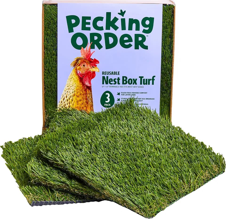 Nest Box Turf for Year Round Use in Poultry Nesting Boxes - Washable & Resusable Nest Box Liners (3 Pack)