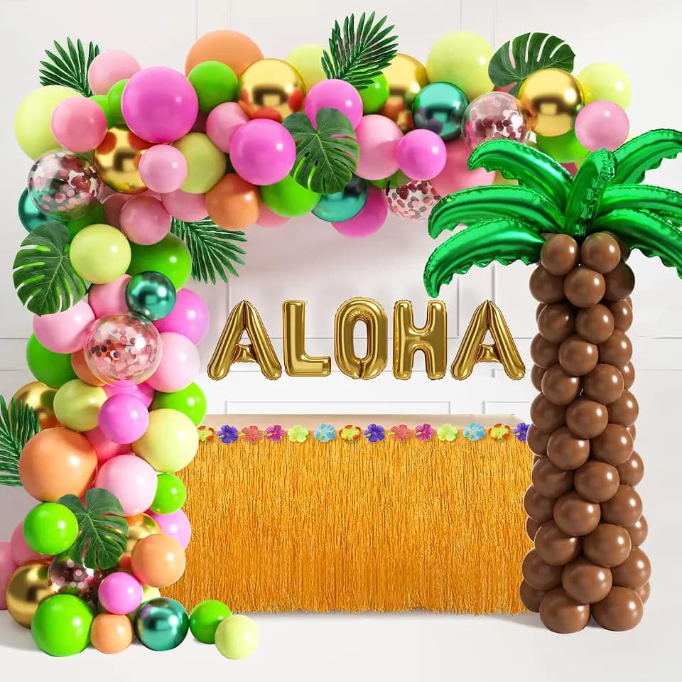 Tropical Luau Balloon Arch Garland Kit- 176 Pcs Hawaiian Party Decorations