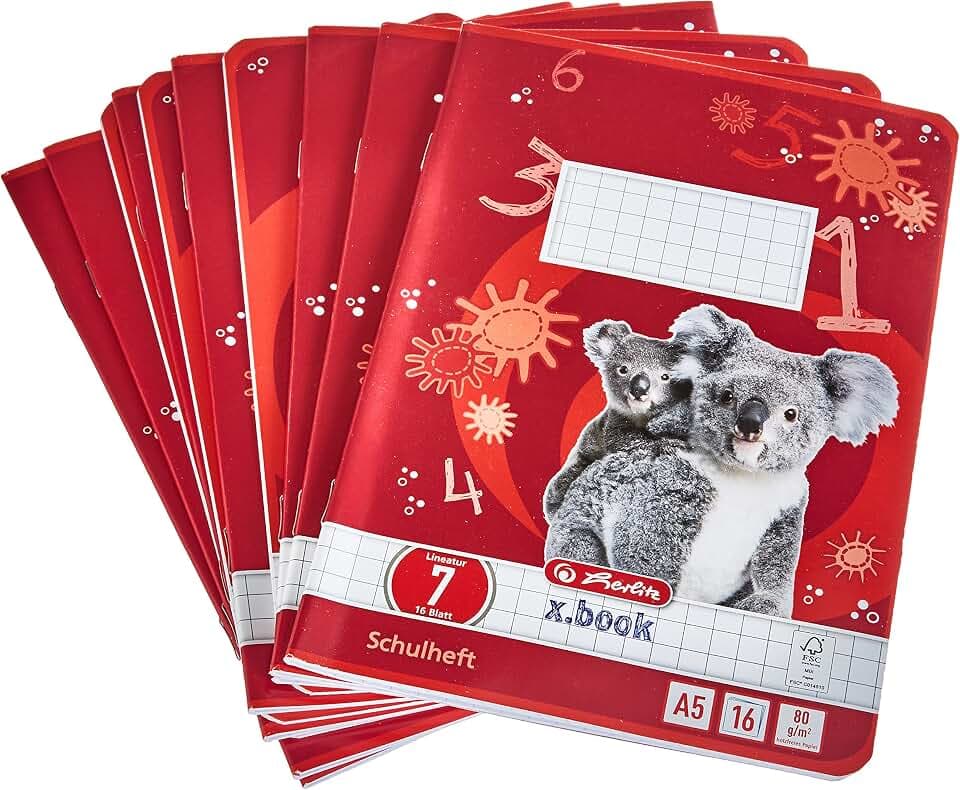 Herlitz Schulheft x.book A5, Lineatur 7, 1. und 2. Klasse, 10 Stück