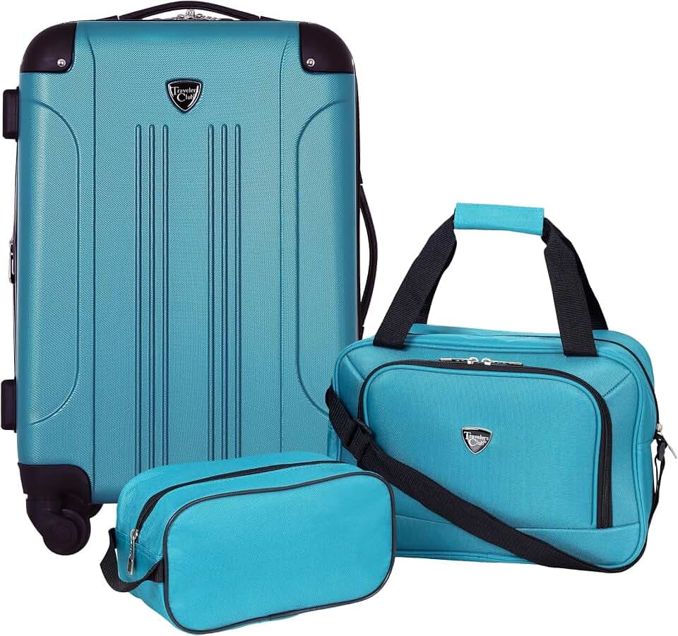 Travelers Club Chicago Hardside Expandable Spinner Luggage, Teal, 3 Piece Set