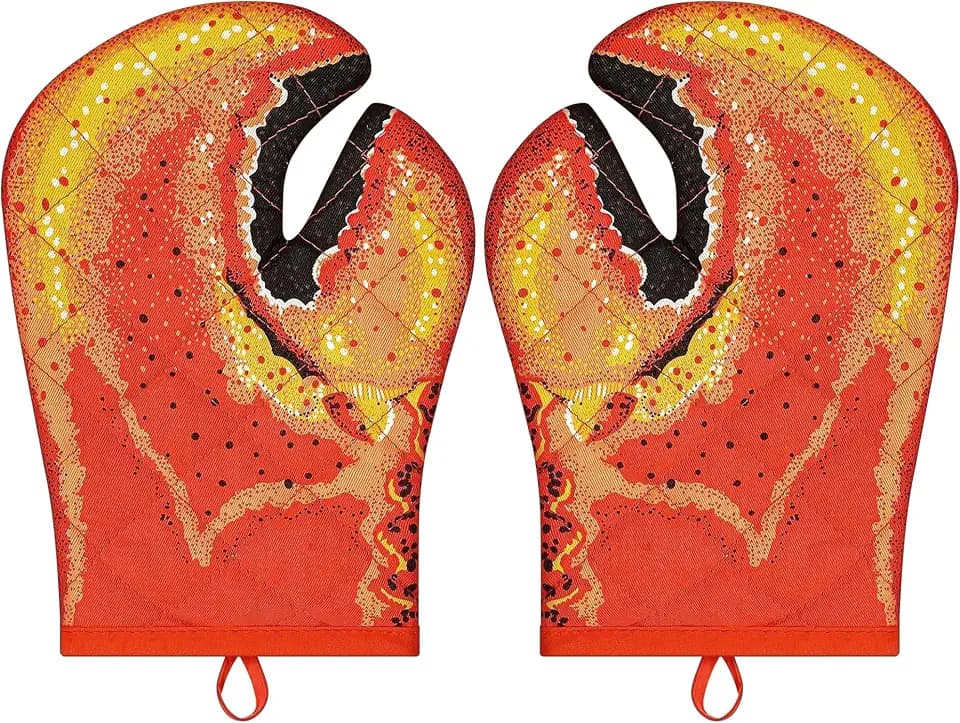 Lobster Claw Oven Mitts Quilted Cotton Lining Design Heat Resistant Crab Claw Gloves Microwave Oven Gloves Lobster Oven Mitts for Women Funny Oven Mitt Lobster Claw Gloves for Baking, BBQ, Grilling