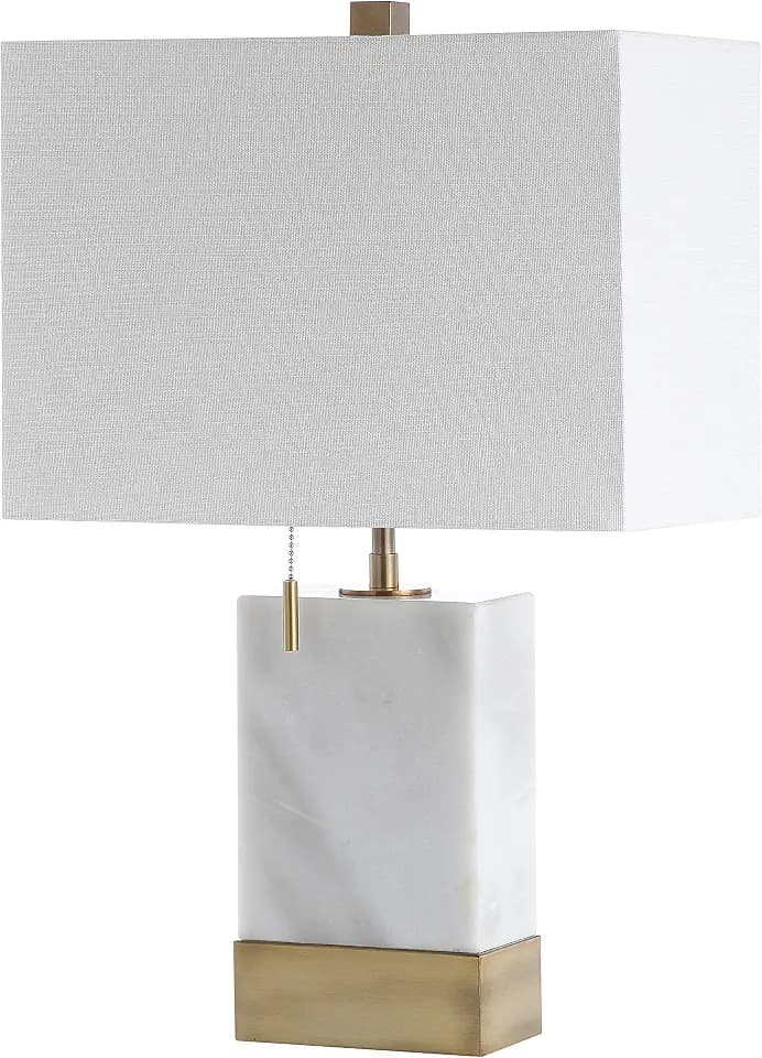 JONATHAN Y Trevor 22.5" Marble Metal Console Table Lamp, White/Brass Gold