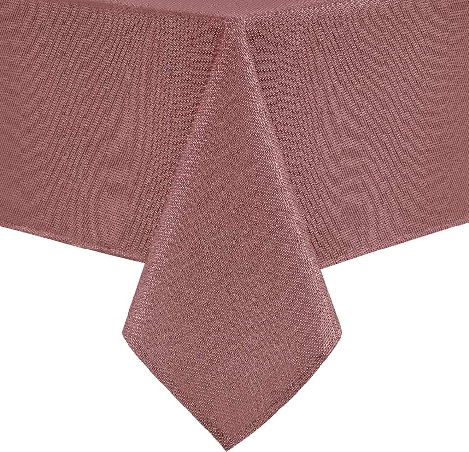 Hiasan Jacquard Textured Square Tablecloth 70x70 Inch, Dusty Rose