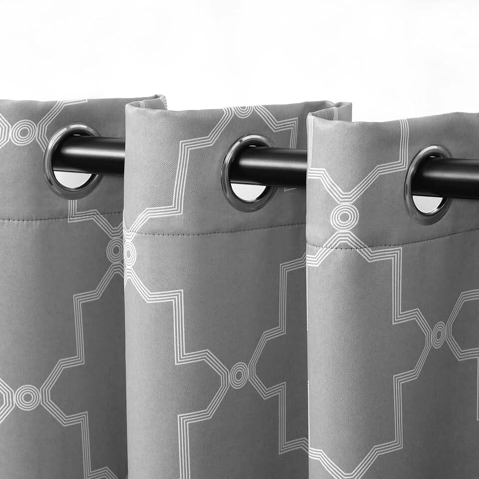 Superior Woven Blackout Printed Curtains for Bedroom, Window, Farmhouse, Living Room, Insulated, Thermal, Quality Soft, Imperial Trellis Collection, Set of 2 Panels, 6 Grommets, 42" x 108", Silver